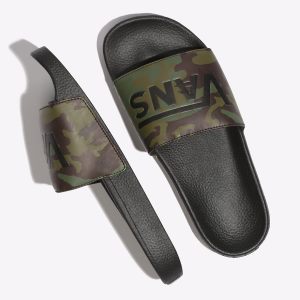 Vans Erkek Sandalet Camo Slide-On Siyah/Yeşil | 15628-523